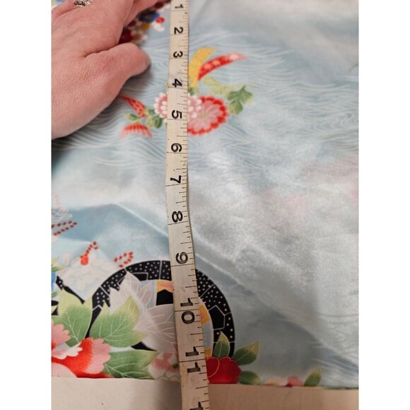 Light Blue Floral Japanese Kimono Robe 3/4 length size 42 - Picture 8 of 8